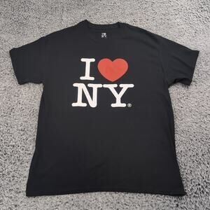 I Love NY Shirt Men Large Black Outdoor NYC Heart Streetwear Y2K Subway Logo